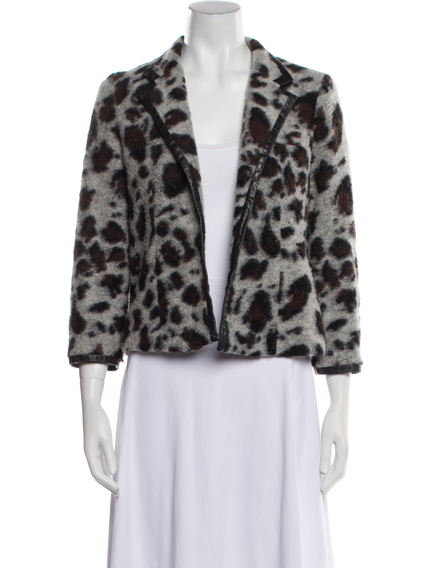 Sea New York Wool Animal Print Faux Fur Jacket