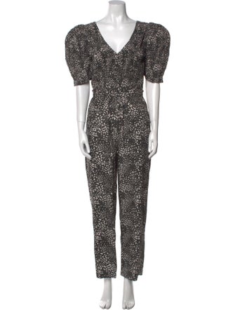 Sea New York Animal Print V-Neck Jumpsuit