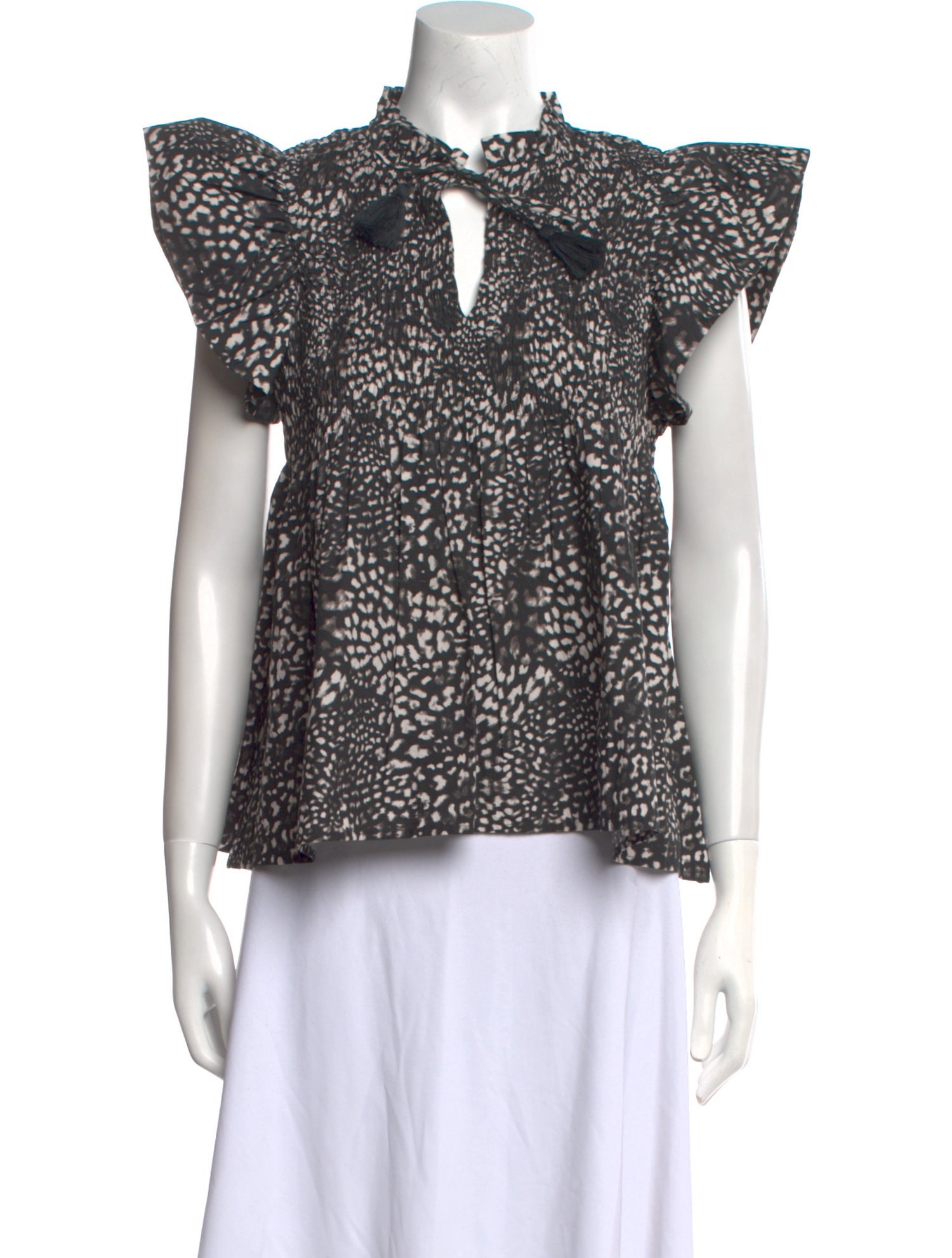 Sea New York Lace Pattern Mock Neck Blouse