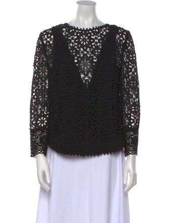 Sea New York Lace Pattern Scoop Neck Blouse