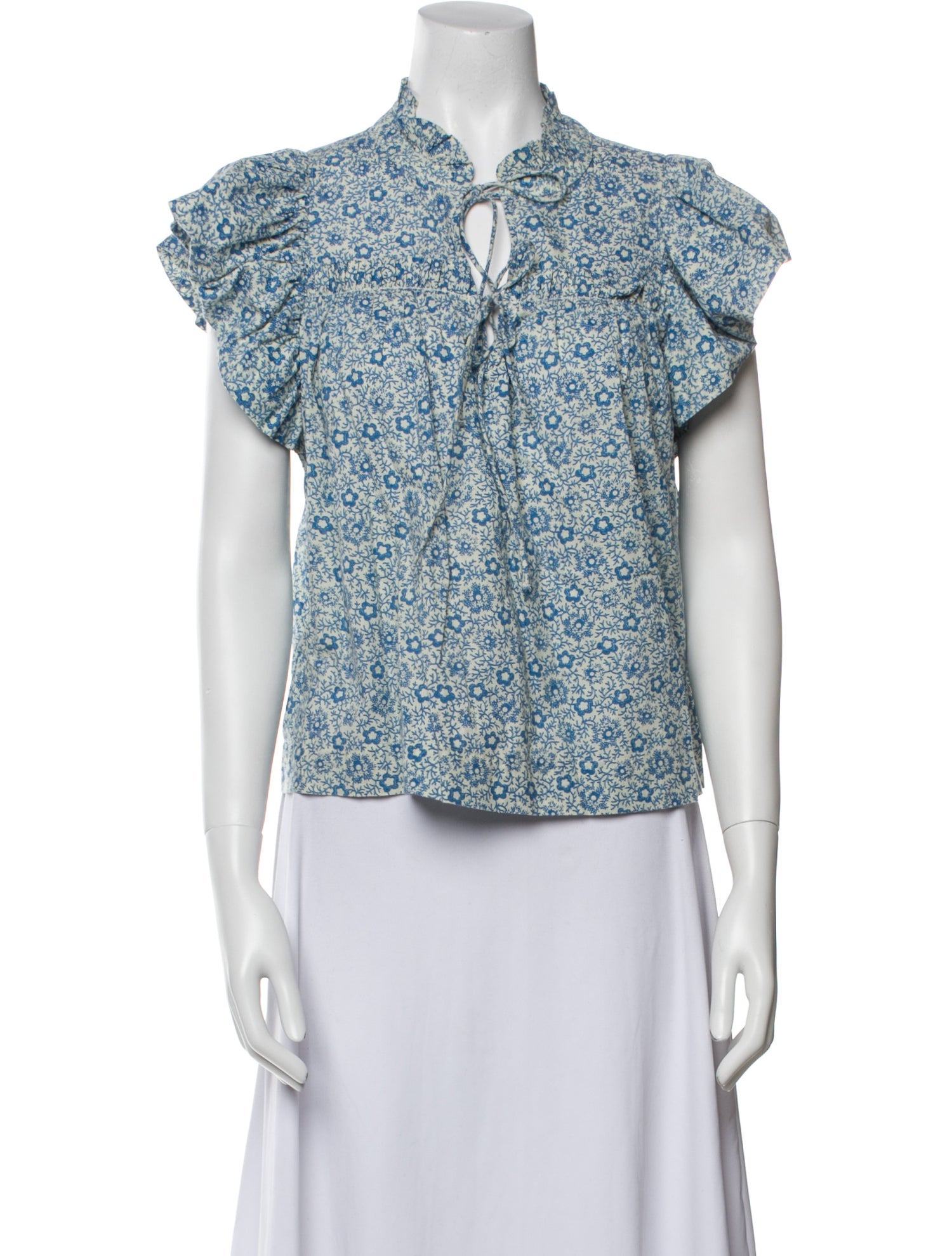 Sea New York Floral Print Tie Neck Top