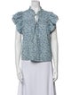 Sea New York Floral Print Tie Neck Top