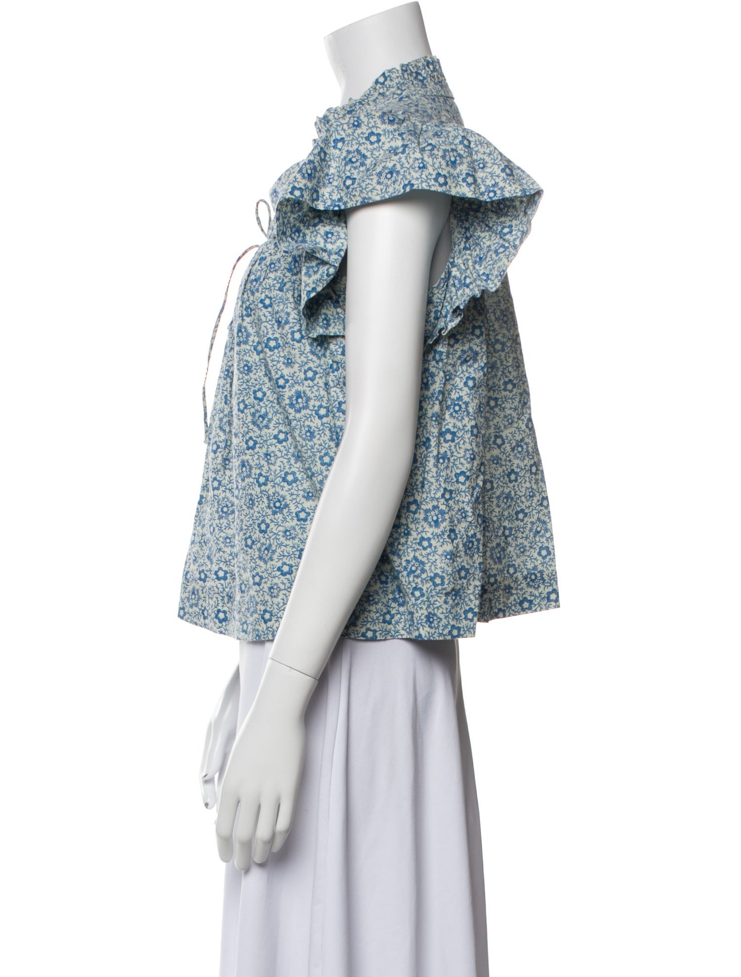 Sea New York Floral Print Tie Neck Top