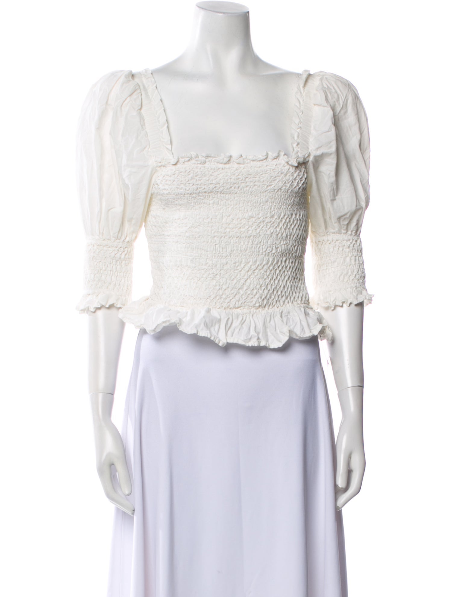 Sea New York Square Neckline Three-Quarter Sleeve Crop Top