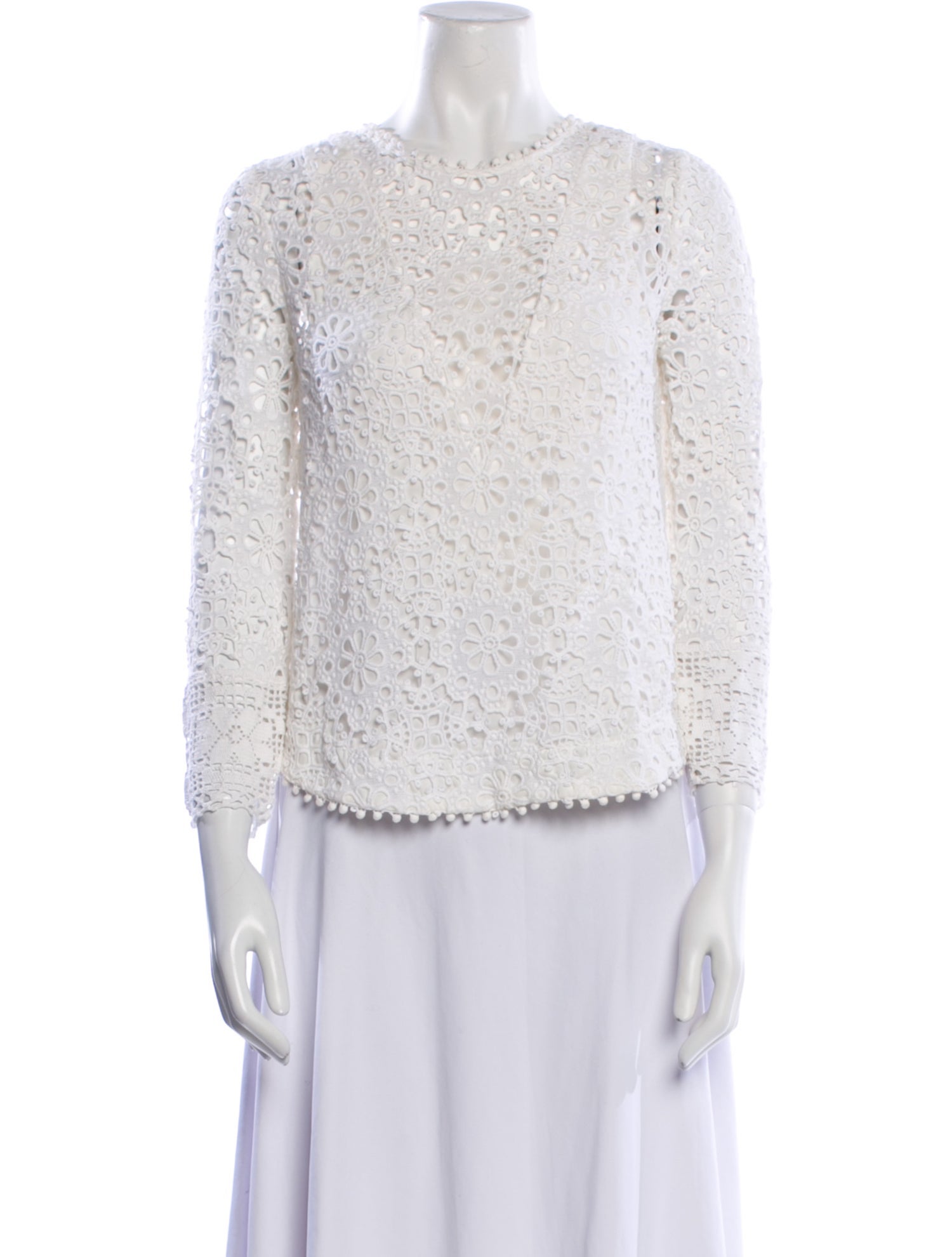 Sea New York Lace Pattern Mock Neck Blouse