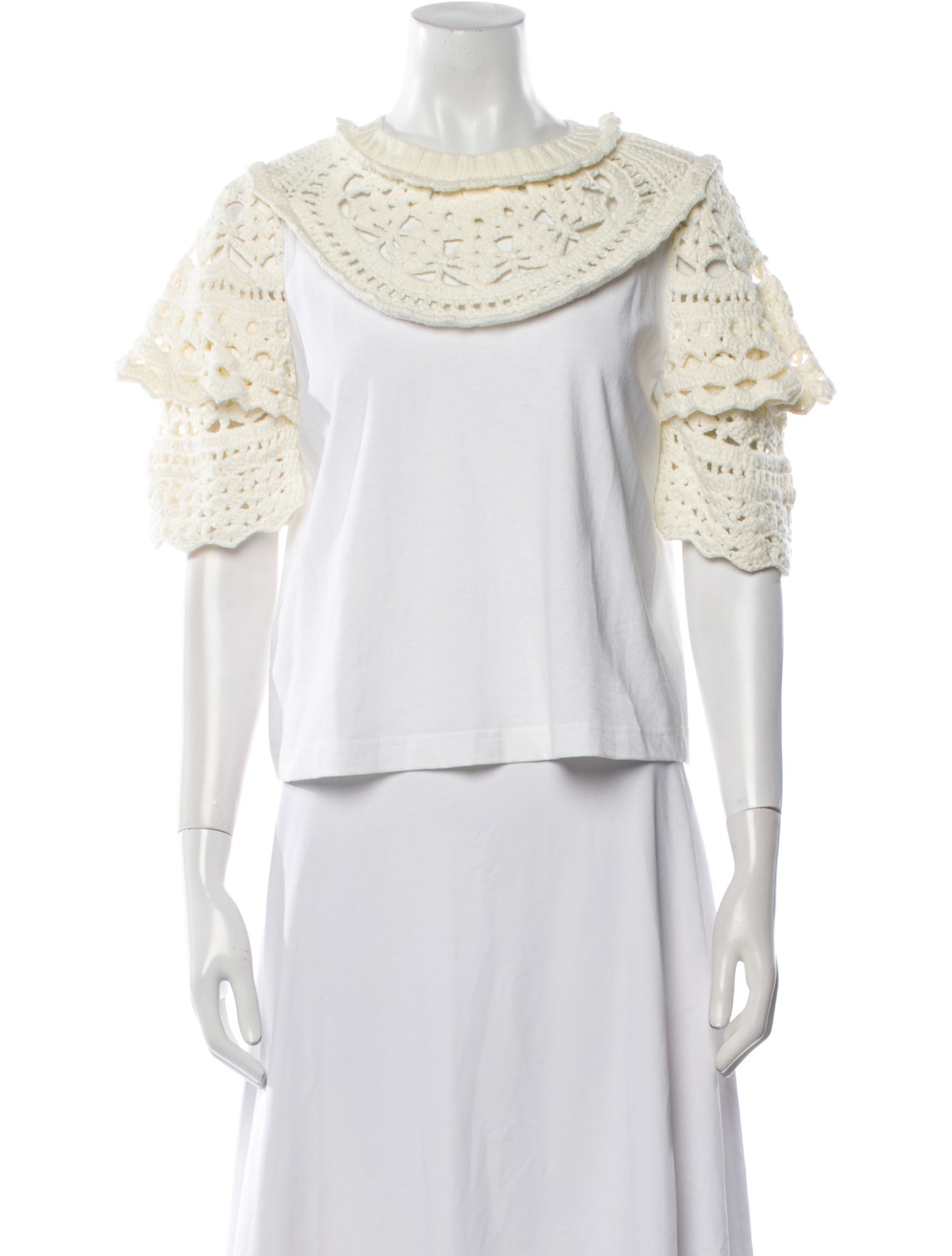 Sea New York Bateau Neckline Three-Quarter Sleeve Crop Top