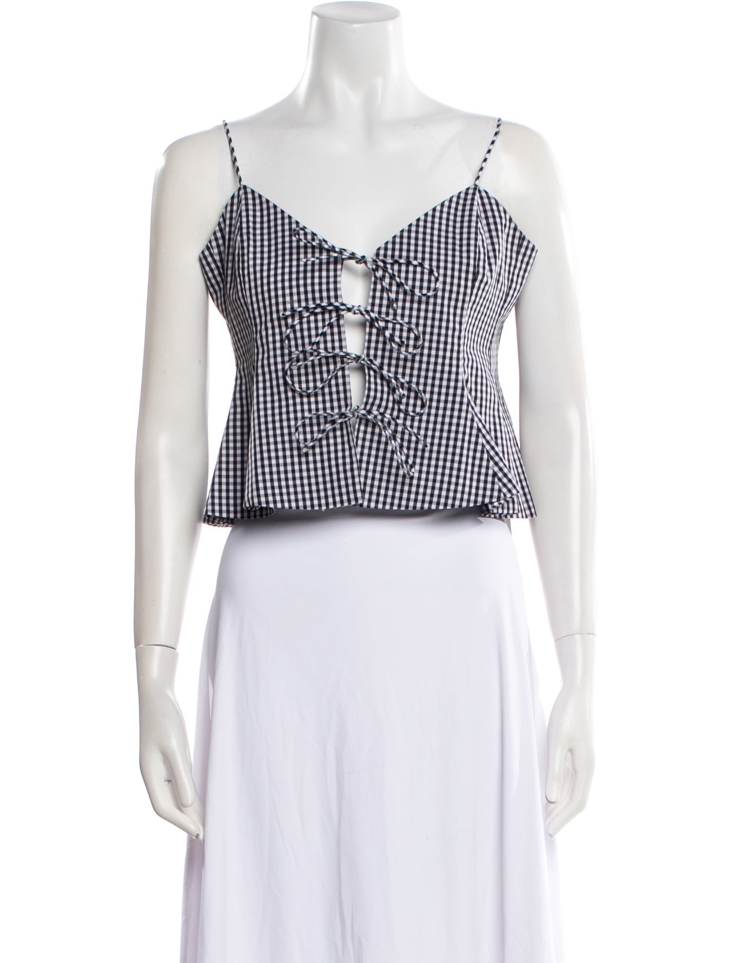 Sea New York Plaid Print V-Neck Crop Top