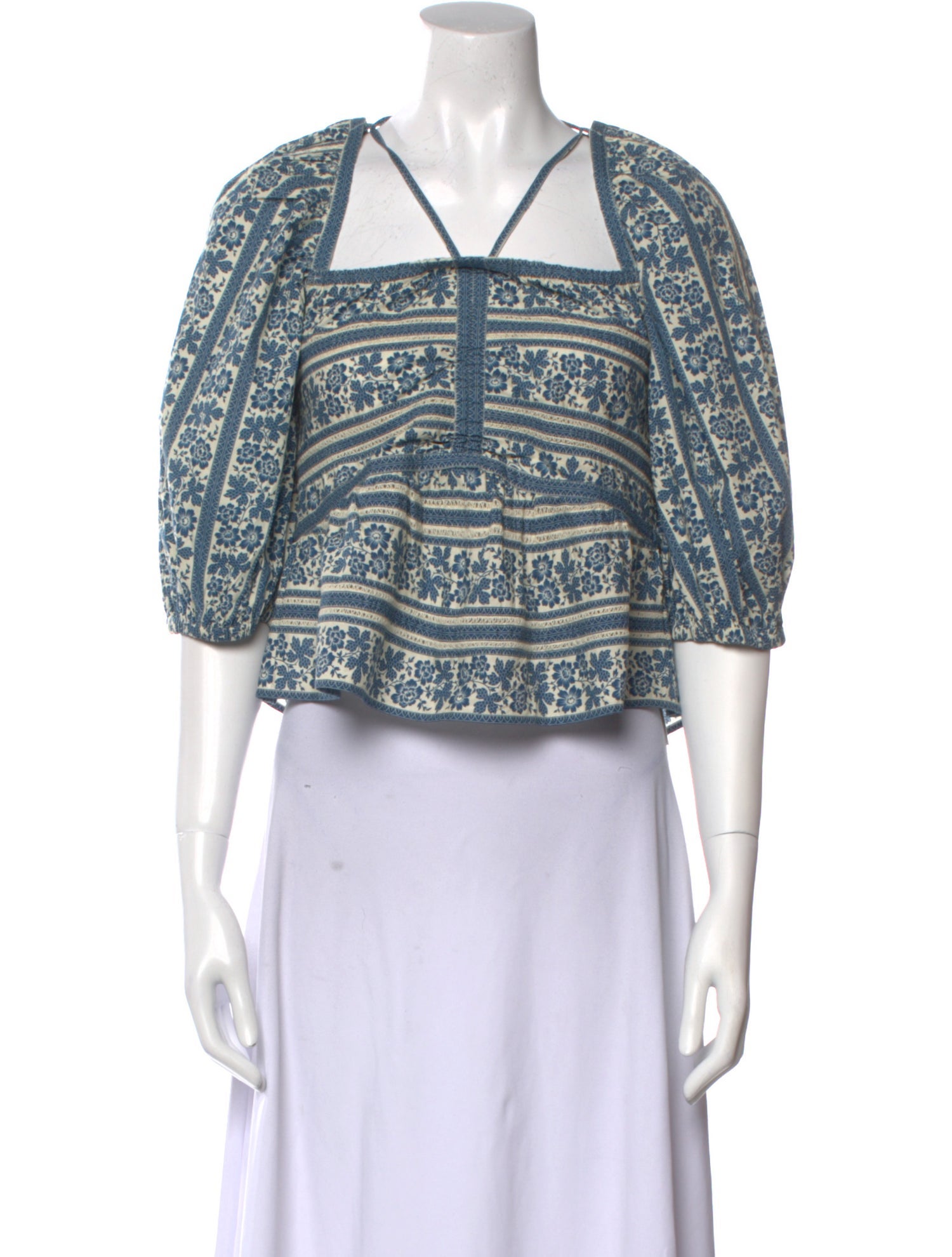 Sea New York Paisley Print Square Neckline Crop Top