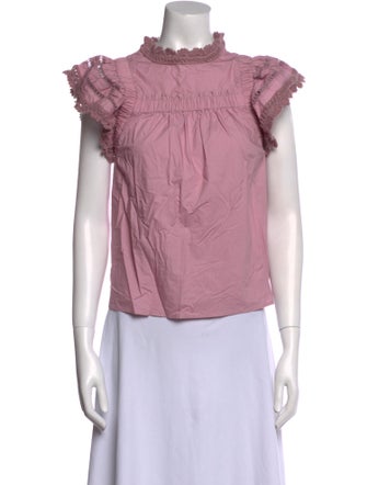 Sea New York Mock Neck Short Sleeve Blouse