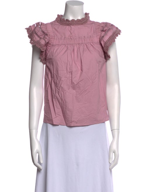 Sea New York Mock Neck Short Sleeve Blouse