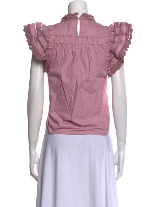 Sea New York Mock Neck Short Sleeve Blouse