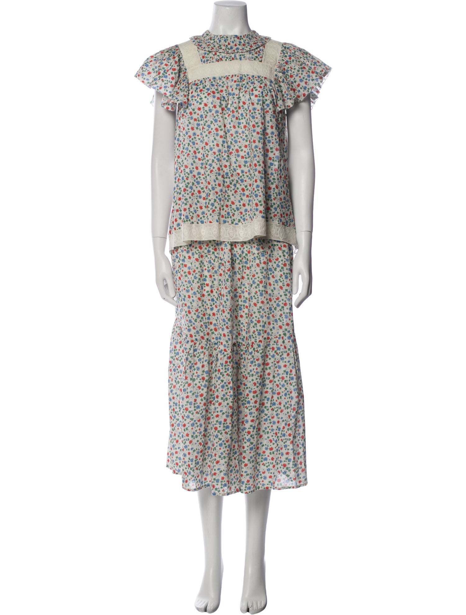 Sea New York Floral Print Embroidered Accent Skirt Set