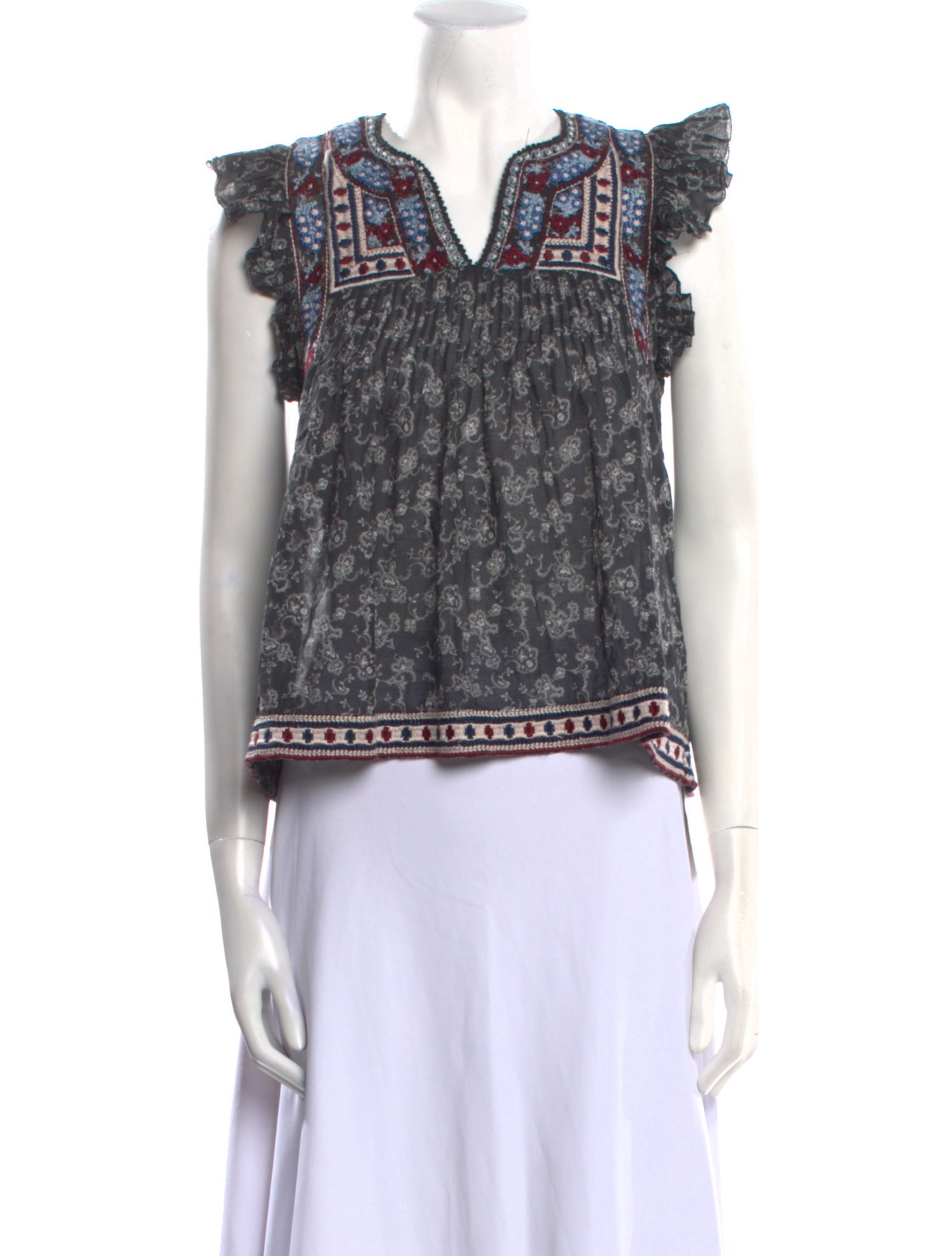 Sea New York Printed Square Neckline Crop Top