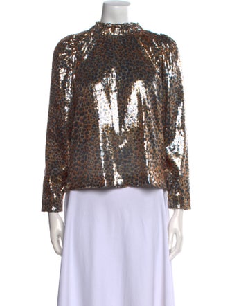 Sea New York Lace Pattern Mock Neck Blouse