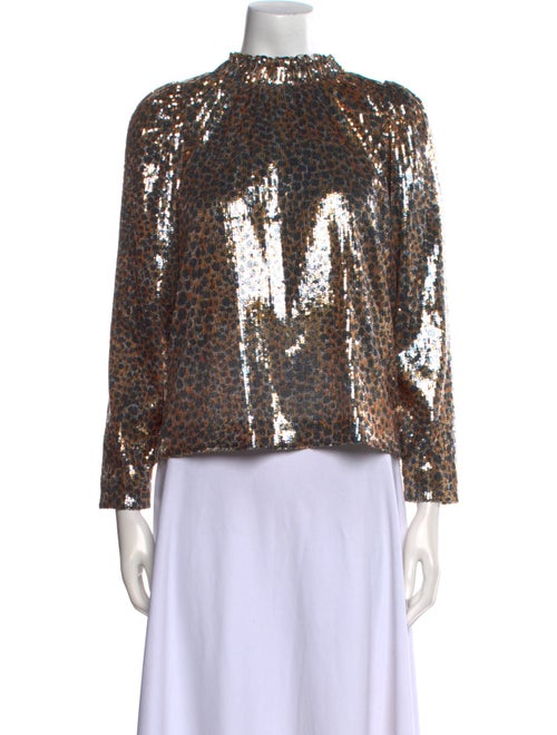 Sea New York Lace Pattern Mock Neck Blouse