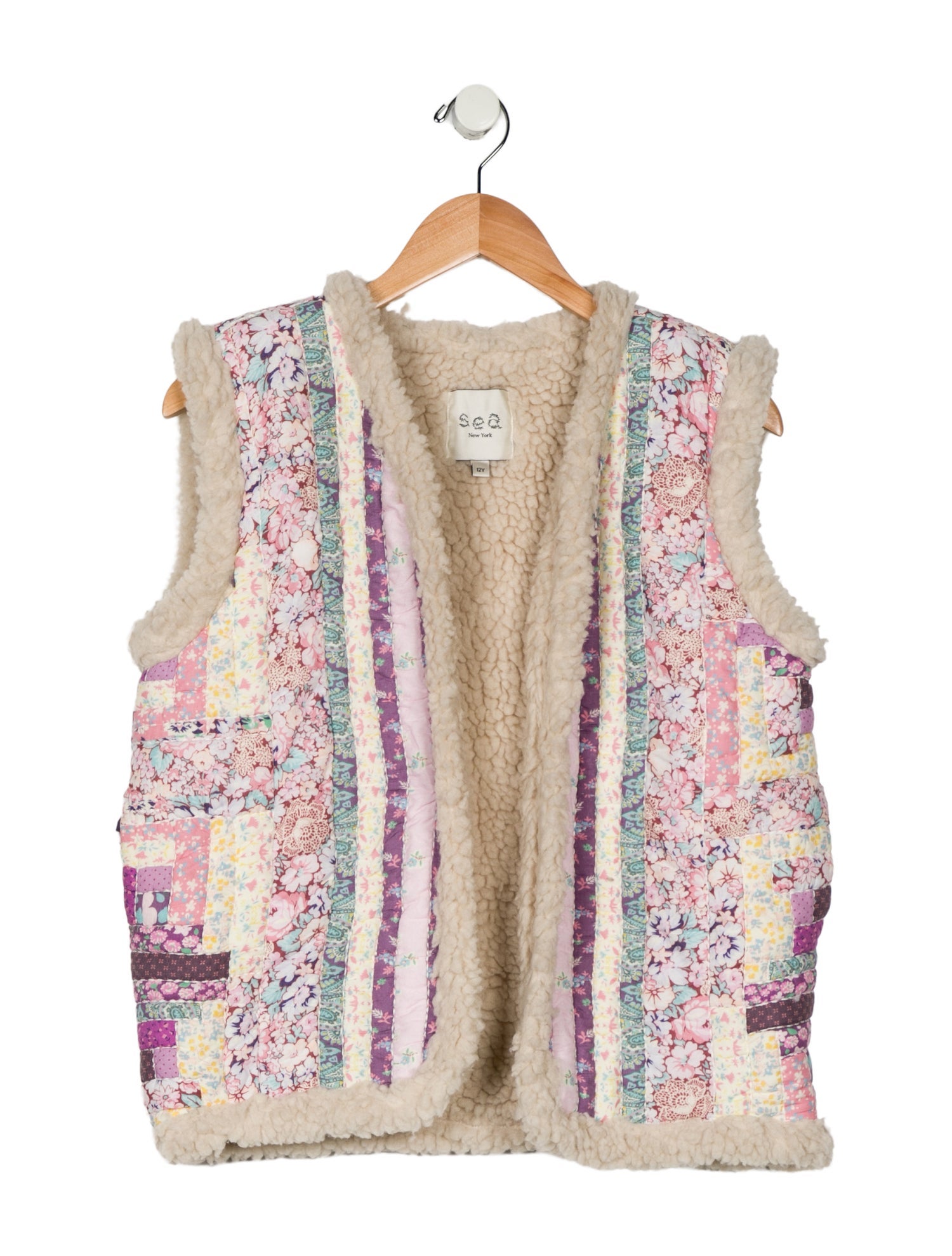 Sea New York Girls' Quilted Faux Shearling Vest