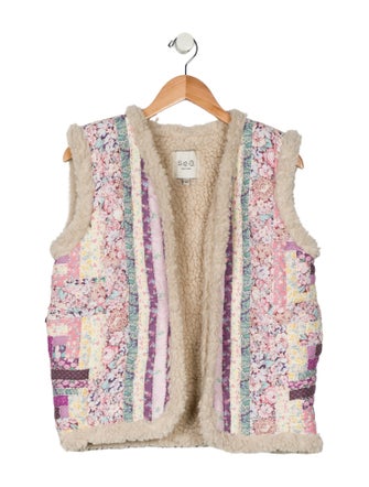 Sea New York Girls' Quilted Faux Shearling Vest