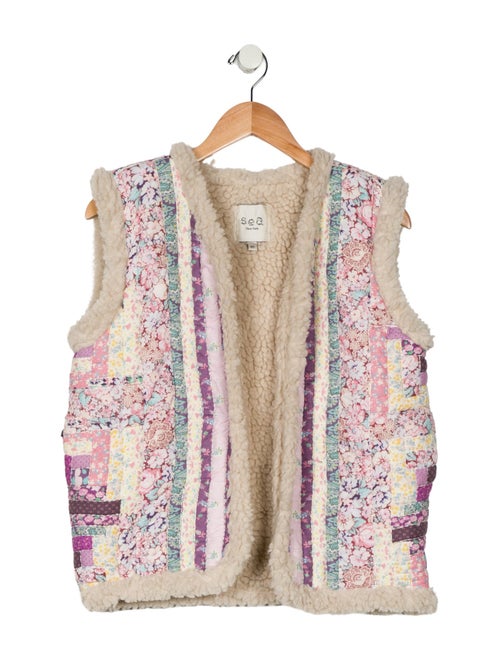 Sea New York Girls' Quilted Faux Shearling Vest