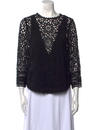 Sea New York Lace Pattern Scoop Neck Blouse