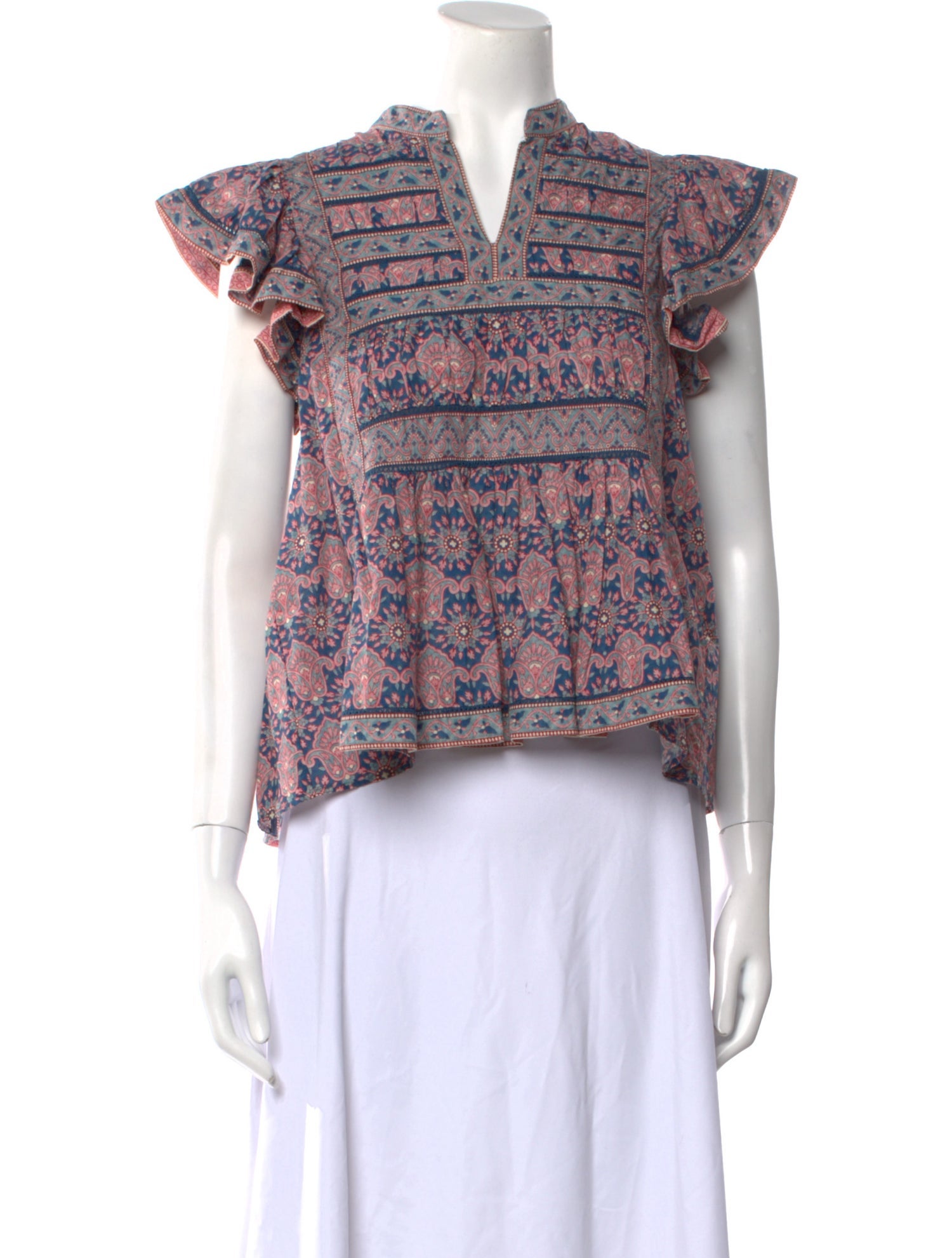 Sea New York Printed V-Neck Crop Top