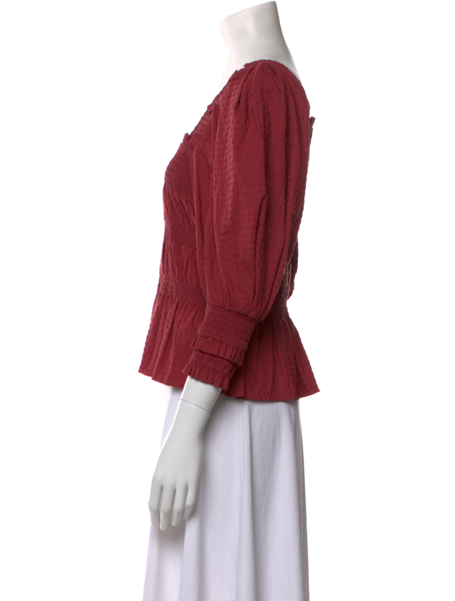 Sea New York Square Neckline Three-Quarter Sleeve Crop Top