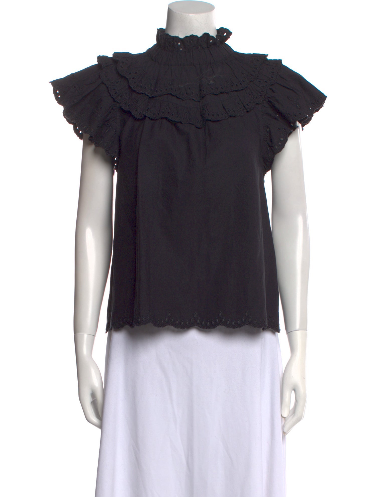 Sea New York Mock Neck Short Sleeve Blouse