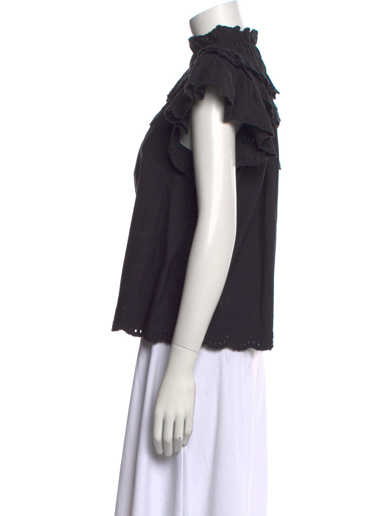 Sea New York Mock Neck Short Sleeve Blouse