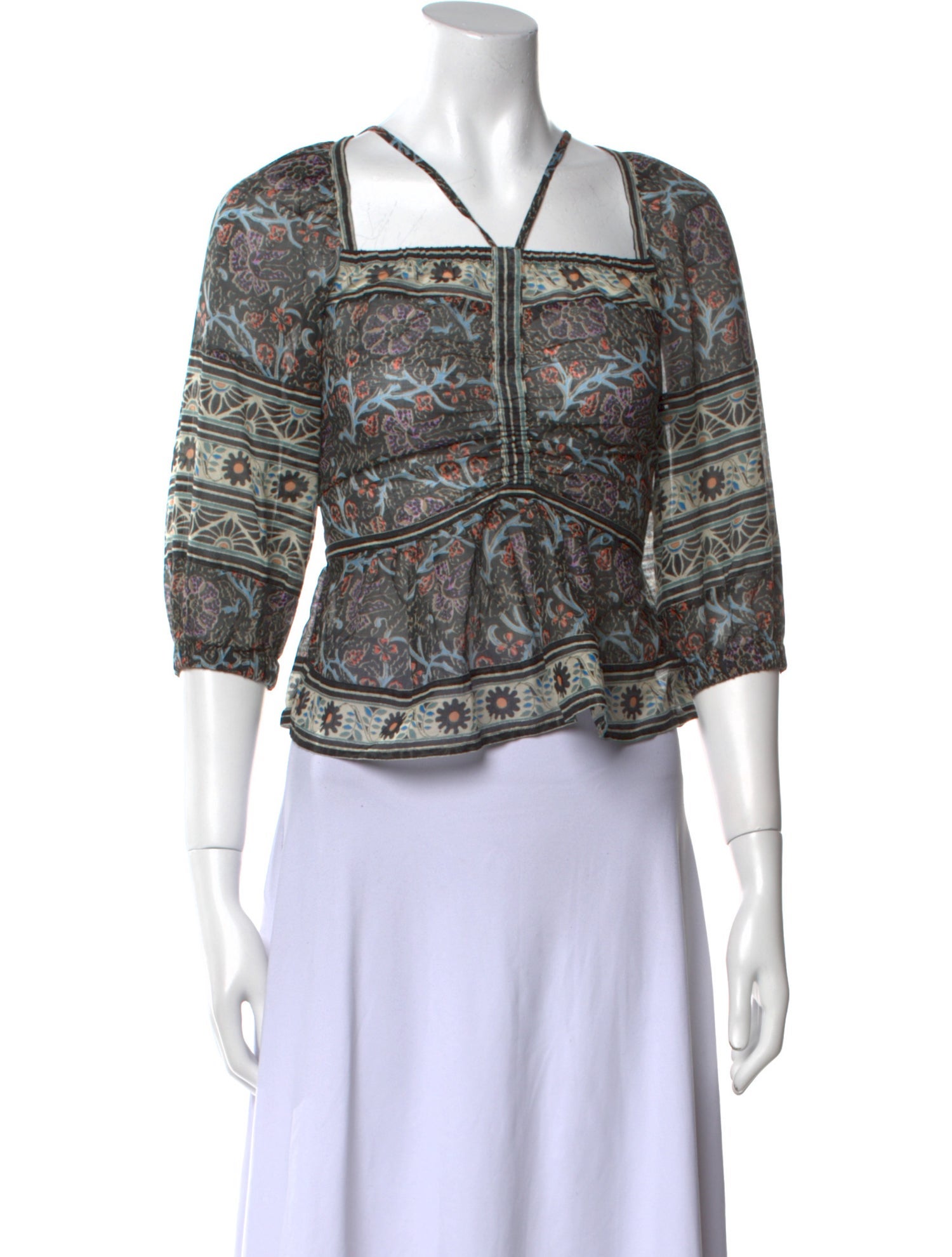 Sea New York Printed Square Neckline Crop Top