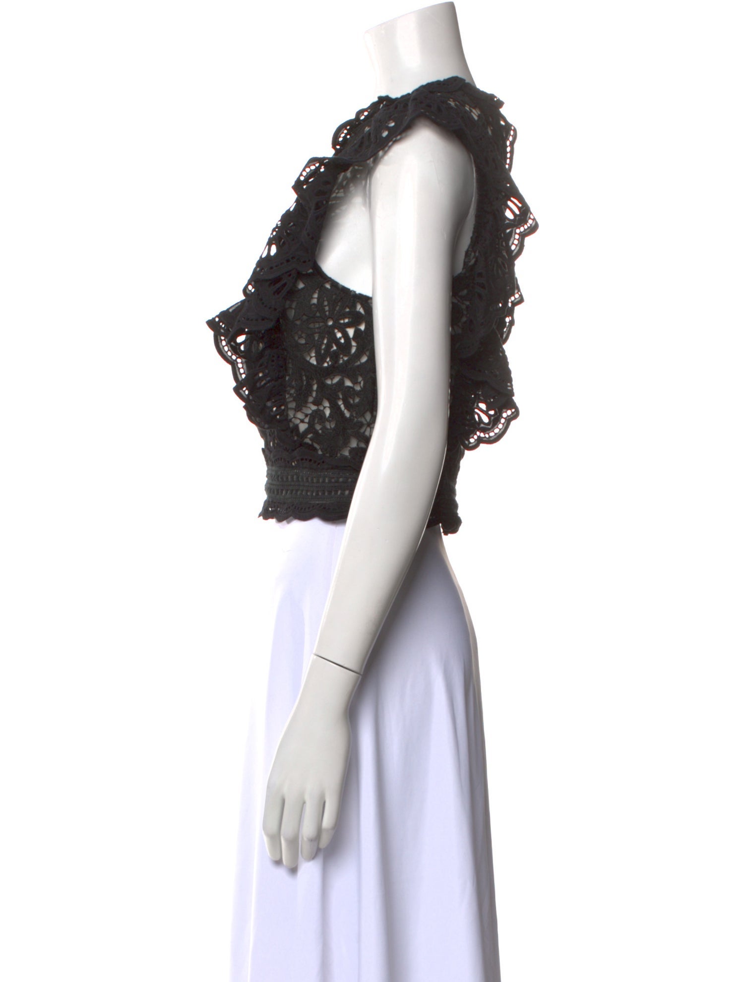 Sea New York Lace Pattern Crew Neck Crop Top