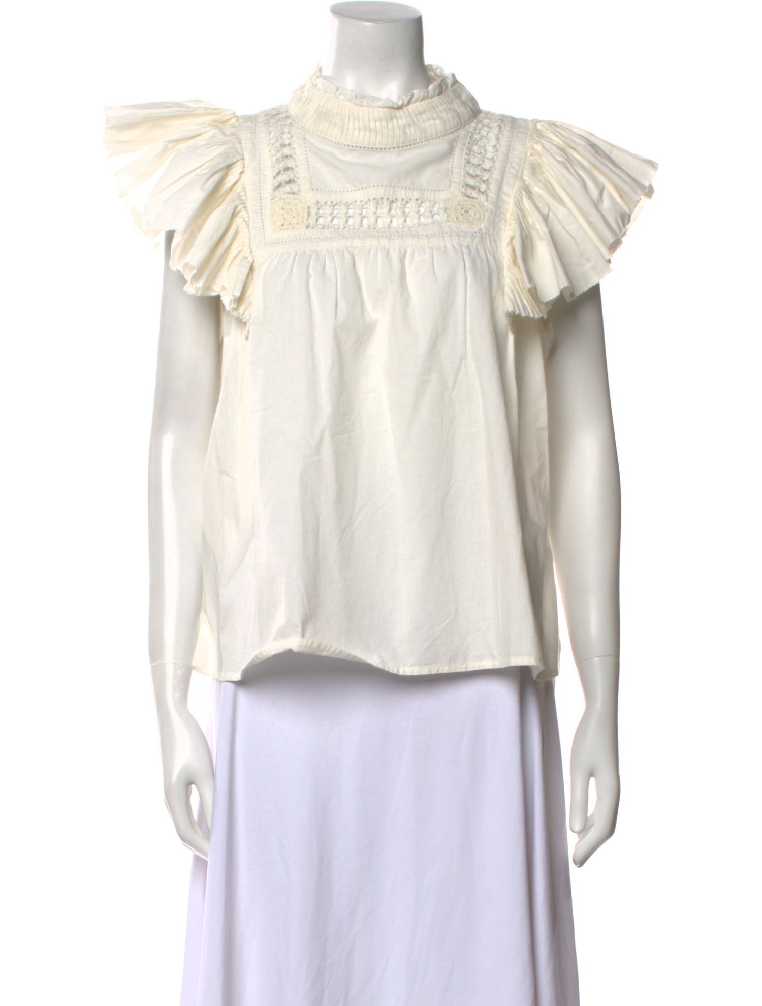 Sea New York Mock Neck Short Sleeve Blouse