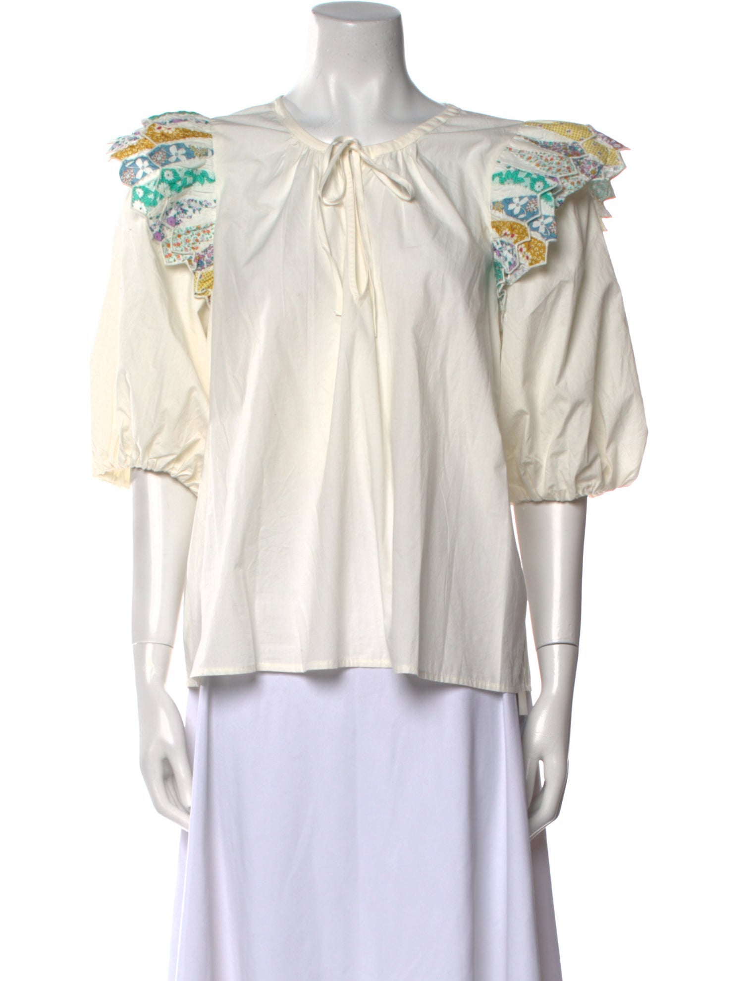 Sea New York Tie Neck Three-Quarter Sleeve Blouse