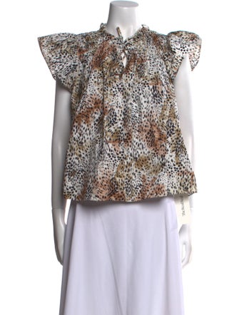 Sea New York Animal Print Mock Neck Blouse