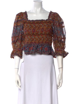 Sea New York Printed Square Neckline Crop Top