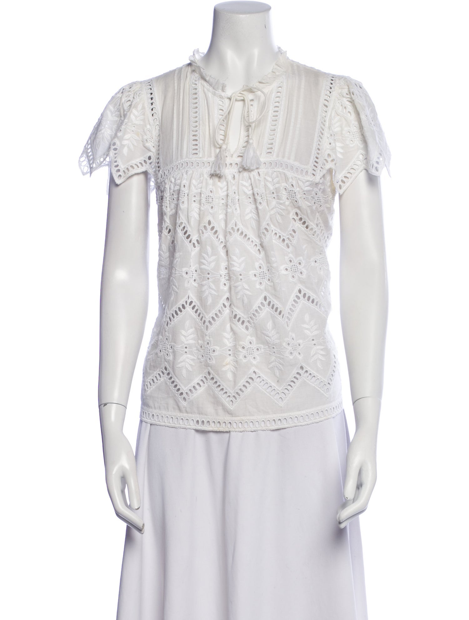 Sea New York Lace Pattern Mock Neck Blouse