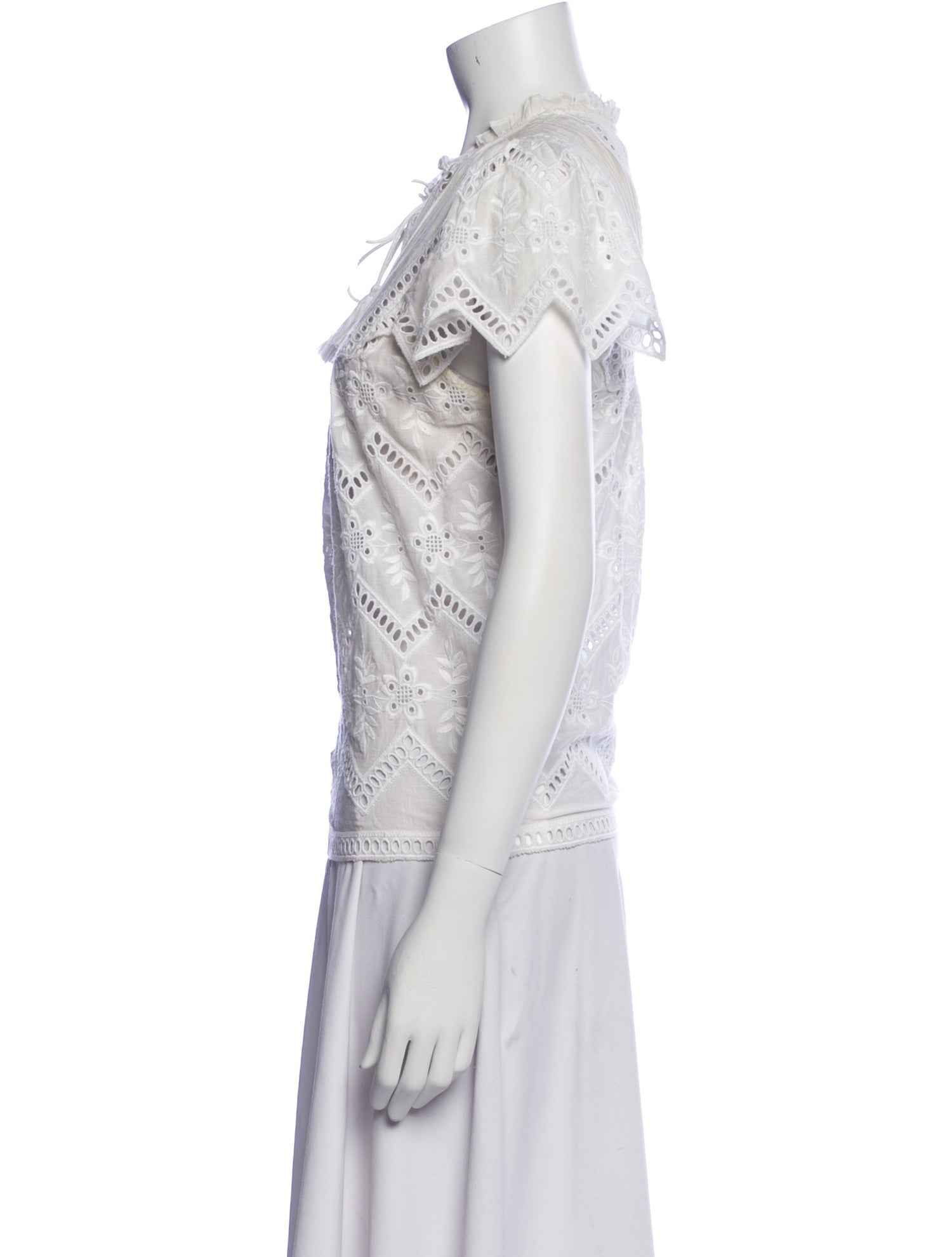 Sea New York Lace Pattern Mock Neck Blouse