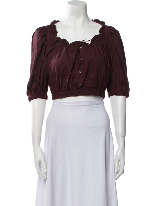 Sea New York Square Neckline Three-Quarter Sleeve Crop Top