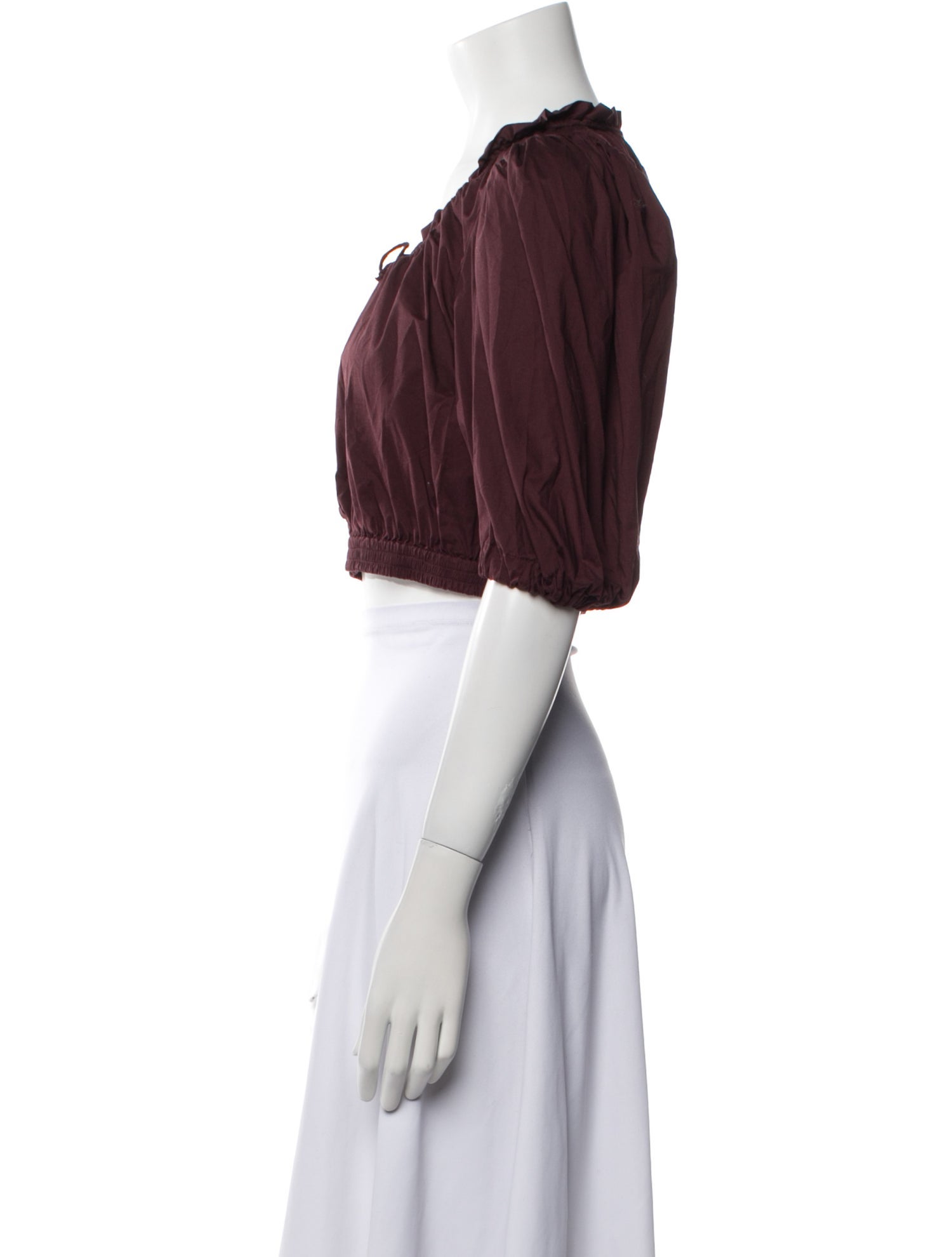 Sea New York Square Neckline Three-Quarter Sleeve Crop Top