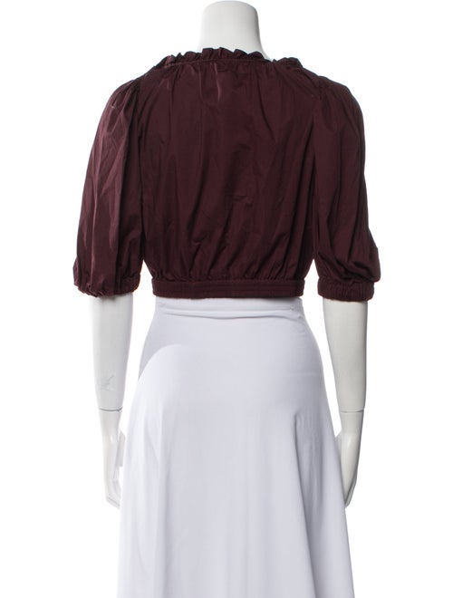 Sea New York Square Neckline Three-Quarter Sleeve Crop Top