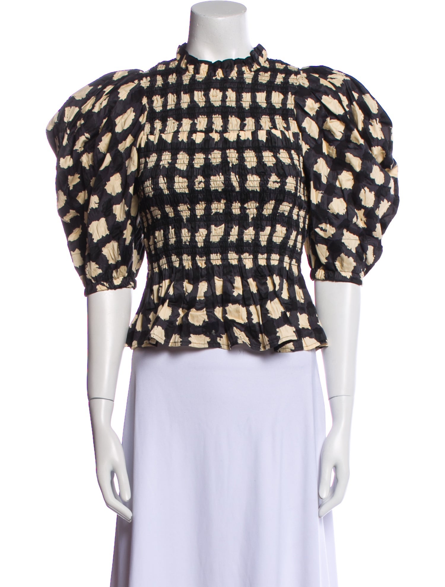 Sea New York Polka Dot Print Mock Neck Crop Top