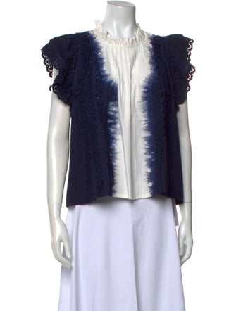 Sea New York Tie-Dye Print Mock Neck Blouse