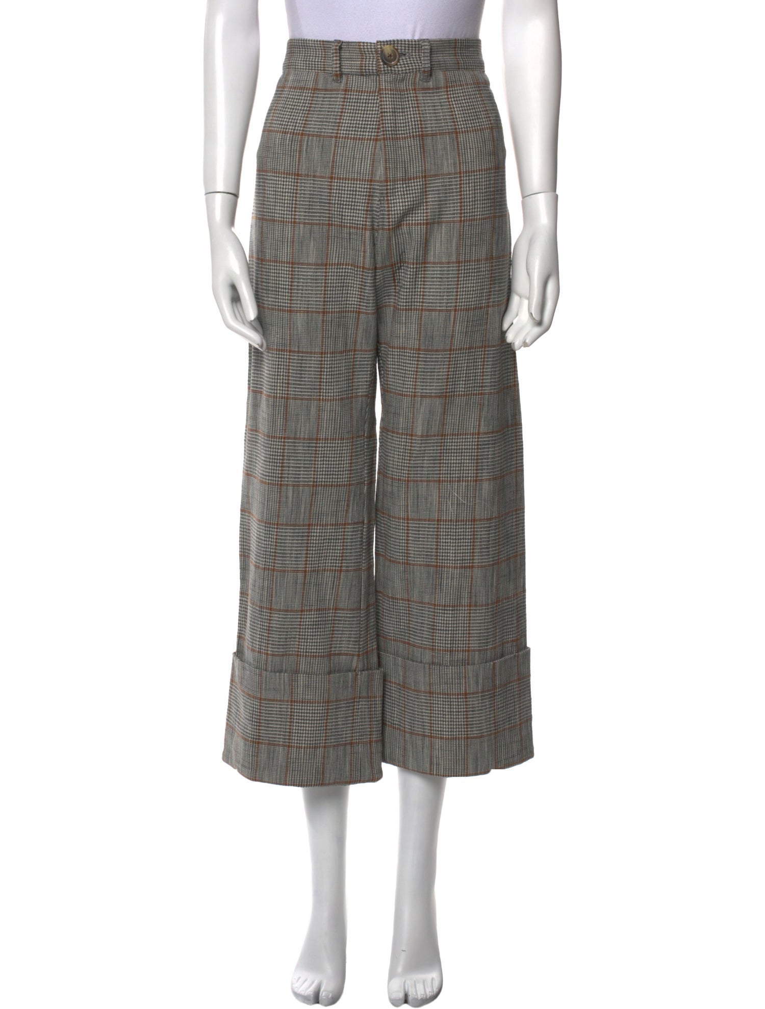 Sea New York Plaid Print Wide Leg Pants