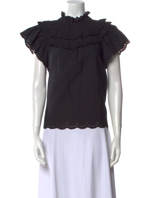 Sea New York Mock Neck Short Sleeve Blouse