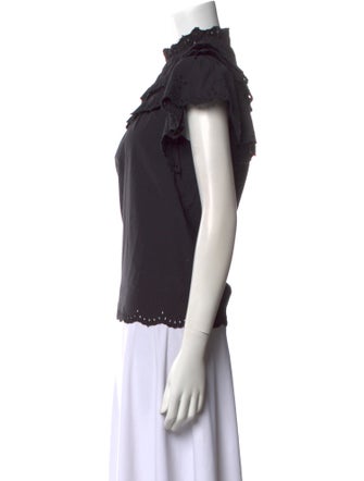 Sea New York Mock Neck Short Sleeve Blouse