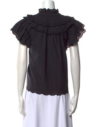 Sea New York Mock Neck Short Sleeve Blouse