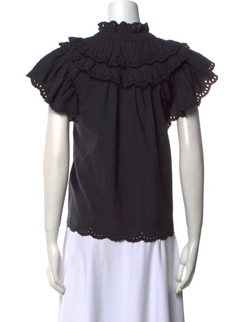 Sea New York Mock Neck Short Sleeve Blouse