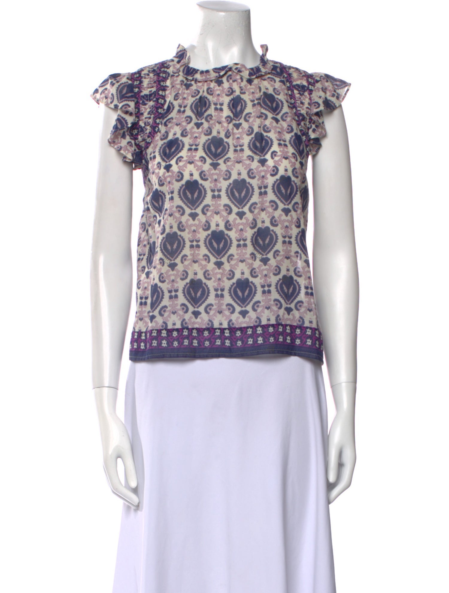 Sea New York Printed Mock Neck Blouse