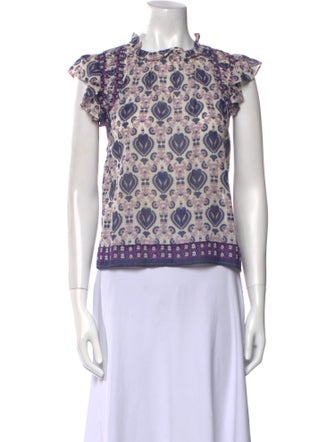 Sea New York Printed Mock Neck Blouse