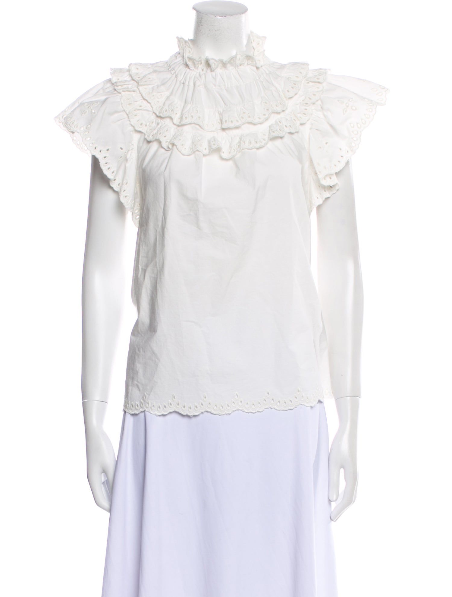 Sea New York Mock Neck Short Sleeve Blouse