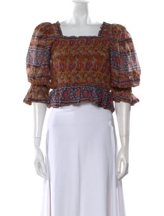 Sea New York Printed Square Neckline Crop Top