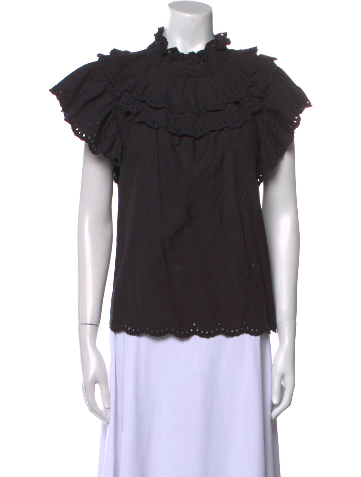 Sea New York Mock Neck Short Sleeve Blouse